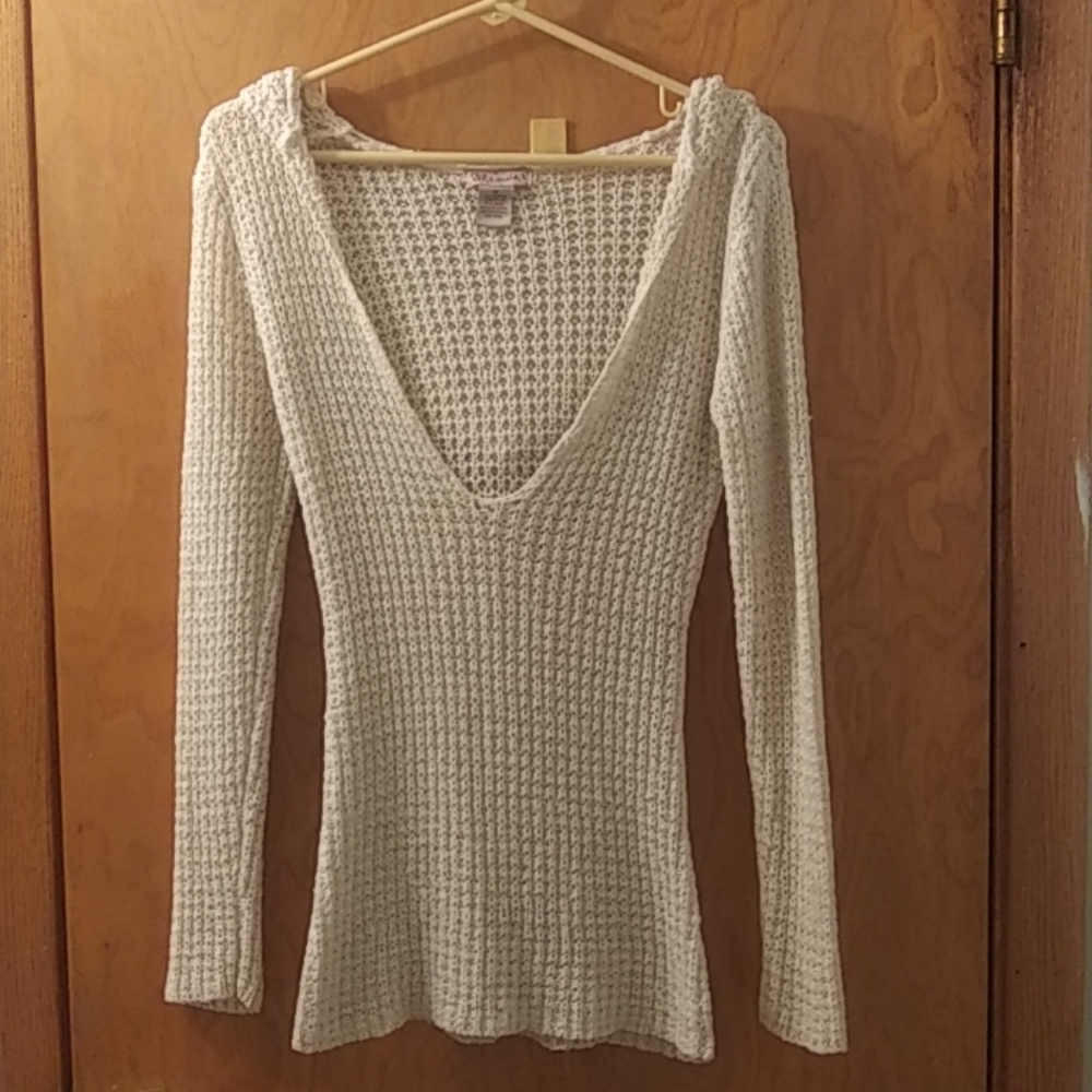 💥SALE!!! 90s Vintage Glimmer Sweater Hooded Crochet - Picture 1 of 5